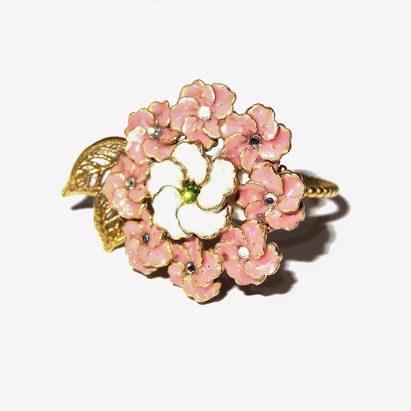 Handmade Jewelry Enamel Series Beautiful Hydrangea (Hydrangea) Hydrangea Ring Pre-order - General Rings - Enamel Pink