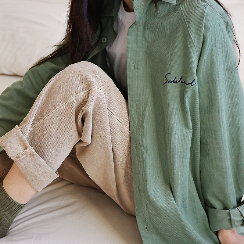 Sadalsuud Lucky Grey-Green Corduroy Shirt - Women's Shirts - Cotton & Hemp Green