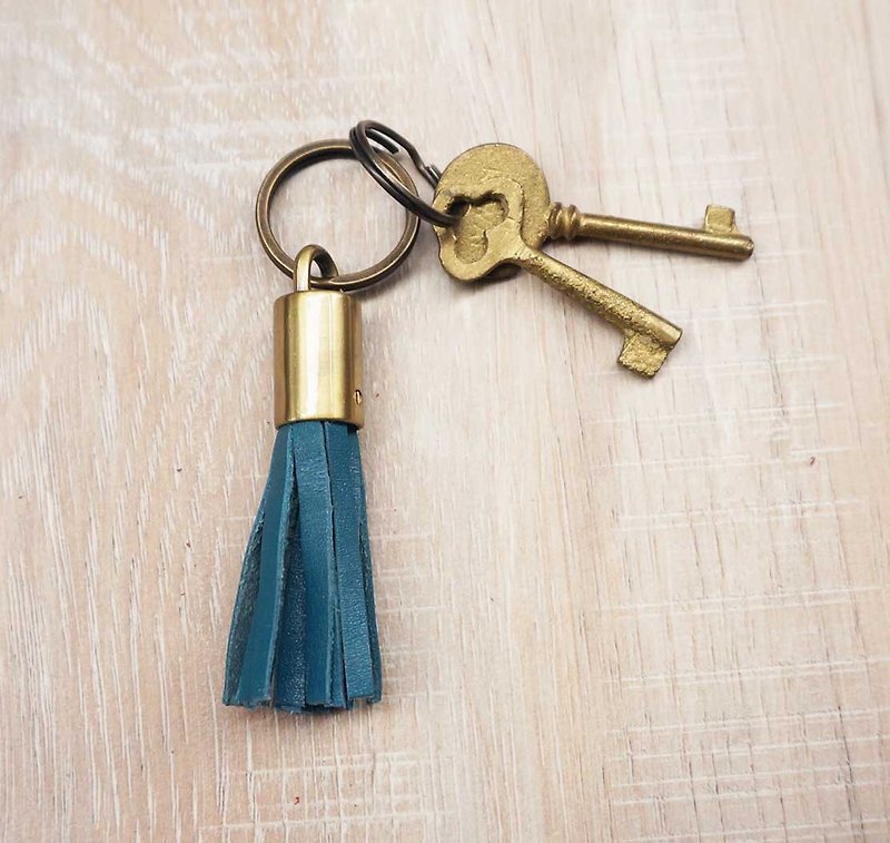 Sienna真皮流蘇吊飾鑰匙圈 - 鑰匙圈/鑰匙包 - 真皮 藍色