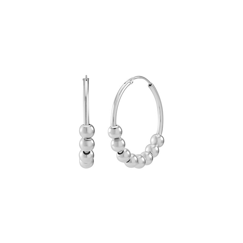 Silver hoop earrings 92.5% sterling  with 8 ball thickness 1.5mm. - 耳環/耳夾/耳骨夾 - 純銀 白色