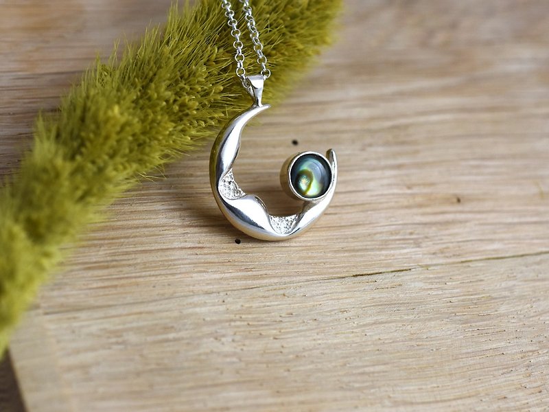 The Moon (925 Sterling silver necklace) - C percent handmade jewelry - Necklaces - Sterling Silver Silver