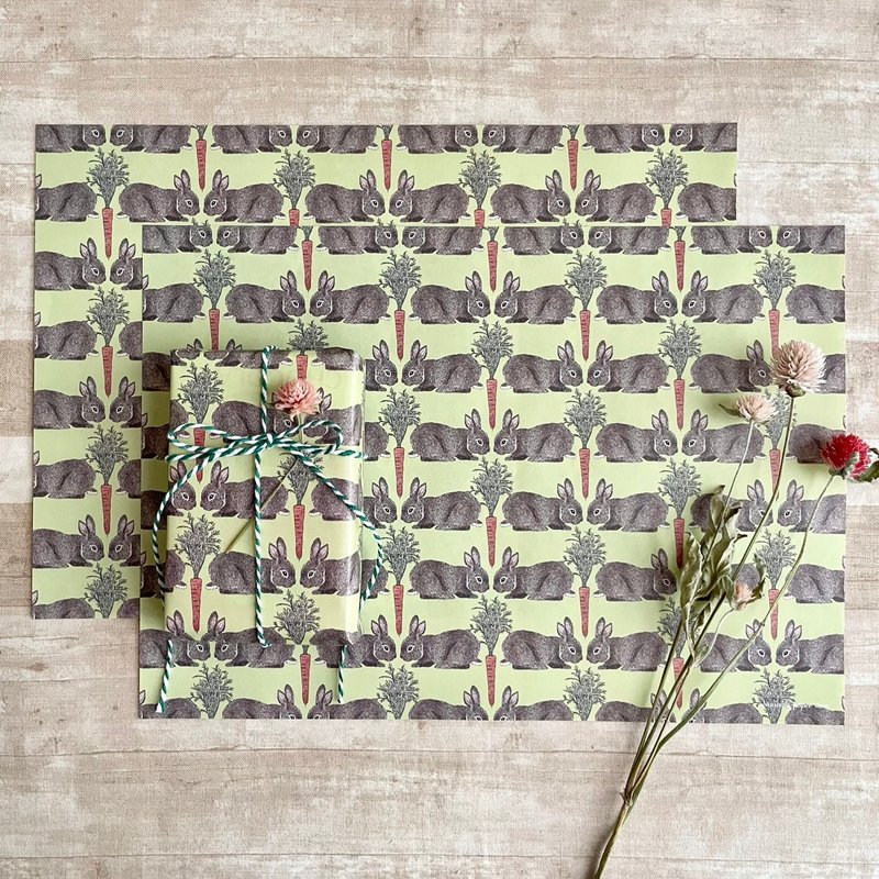 rabbit and carrot wrapping paper - Gift Wrapping & Boxes - Paper Green