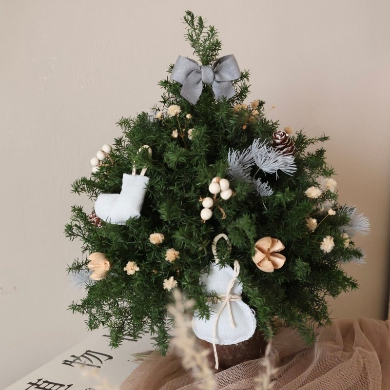 Christmas gift box Korean Christmas cloth style fresh haze blue Christmas tree Christmas wreath combination - Dried Flowers & Bouquets - Plants & Flowers Multicolor