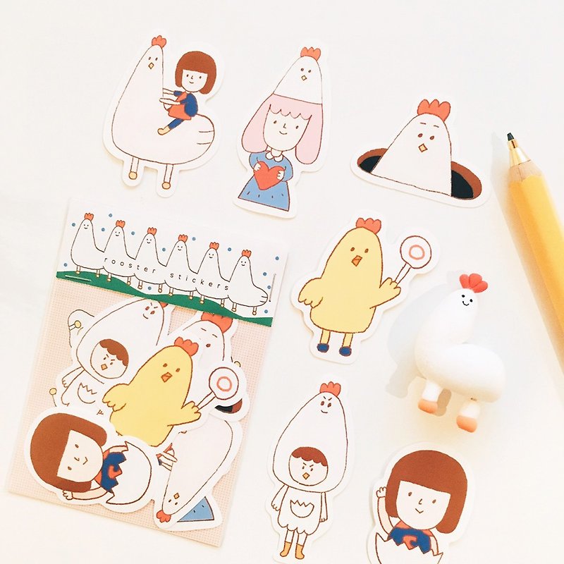Rooster Year / Medium Sticker Set - Stickers - Paper White