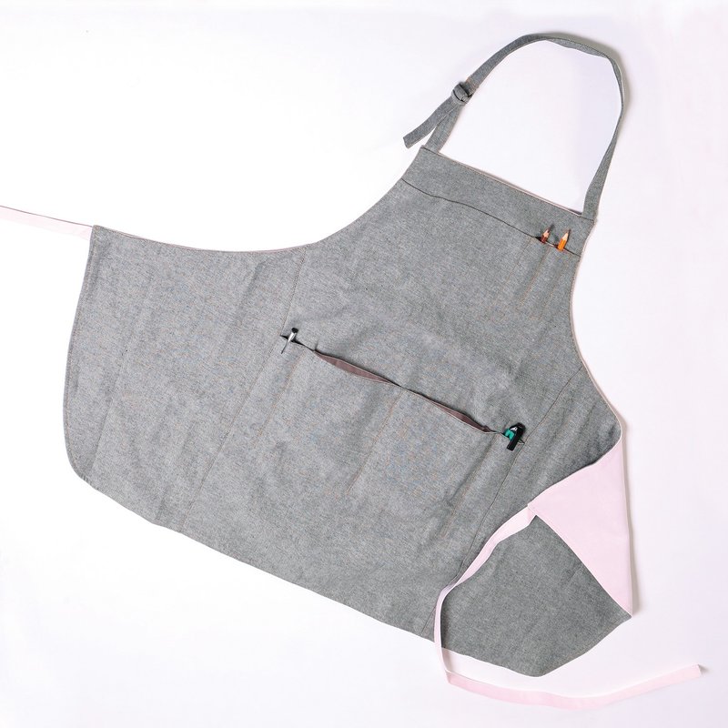 Extended version - denim gray fashion work apron - Aprons - Cotton & Hemp Gray