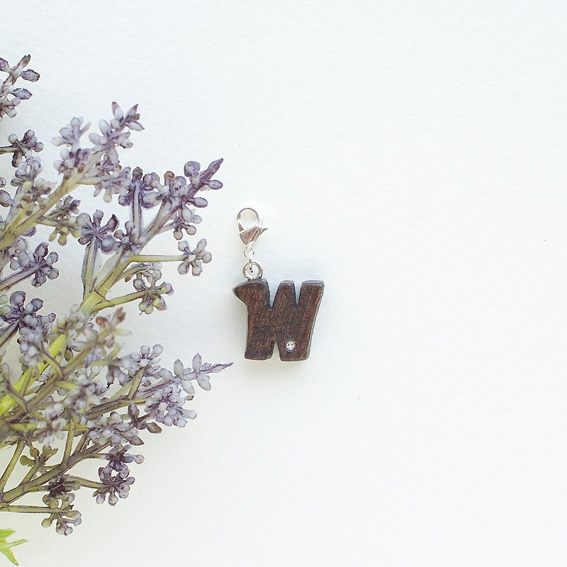 Letter wooden charm - W - Charms - Wood Brown