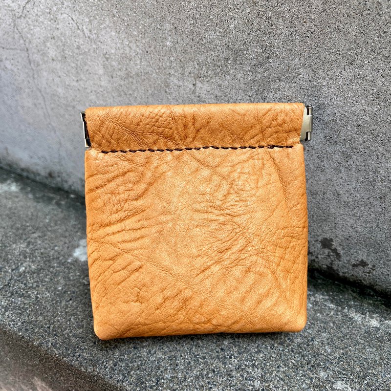 Hand-stitched Cowhide Bullet Gold Coin Bag - Tree Pattern Brown Birthday Gift Exchange Gift Commuting - Coin Purses - Genuine Leather Brown