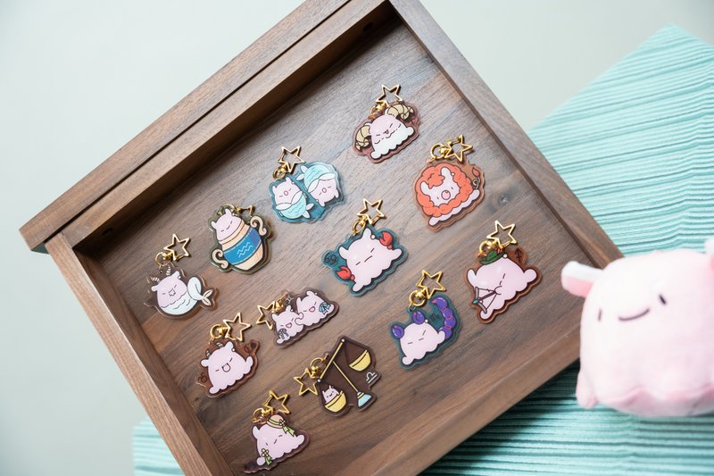 Dumbo子 十二星座 ステンドグラス風アクリルキーホルダー - キーホルダー・キーケース - その他の素材 多色