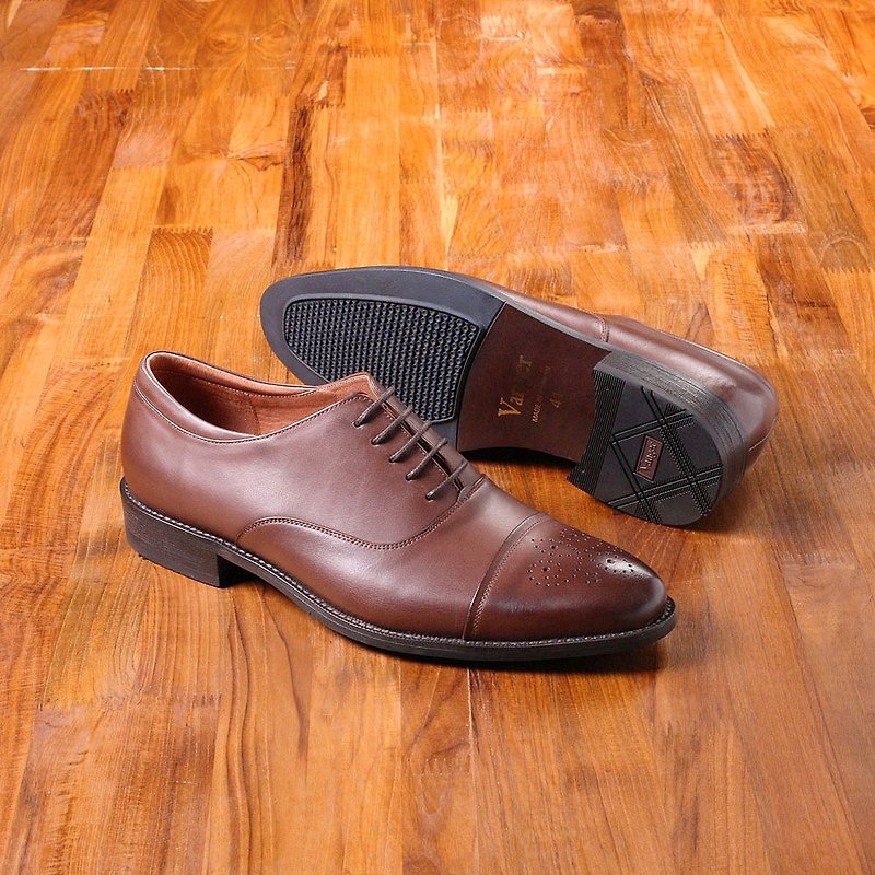 Vanger elegant beauty ‧ simple waxing Oxford shoes Va207 deep coffee in Taiwan - Men's Oxford Shoes - Genuine Leather Brown