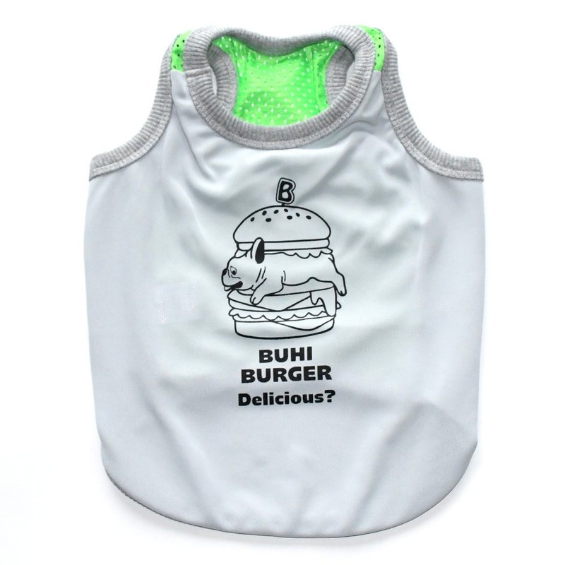 BUHI BURGER MESH TANK TOP _ Gray _ For French bulldog - Clothing & Accessories - Cotton & Hemp 