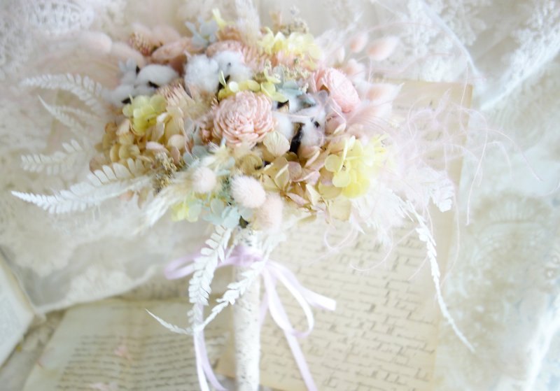 Wedding floral decoration series ~ colorful macaron bouquets - ช่อดอกไม้แห้ง - พืช/ดอกไม้ สึชมพู