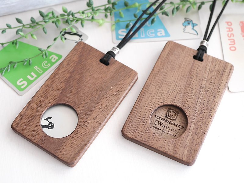 Wooden IC card case [Maru] round shape - ที่ใส่บัตรคล้องคอ - ไม้ 