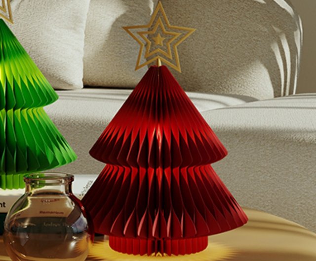 Light Green Honeycomb Paper Christmas Tree - Large