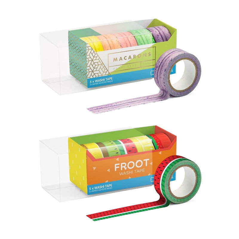 [Lucky Bag Value Set] British Mustard washi tape 2 included (macarons + just fruits) - Washi Tape - Paper Multicolor