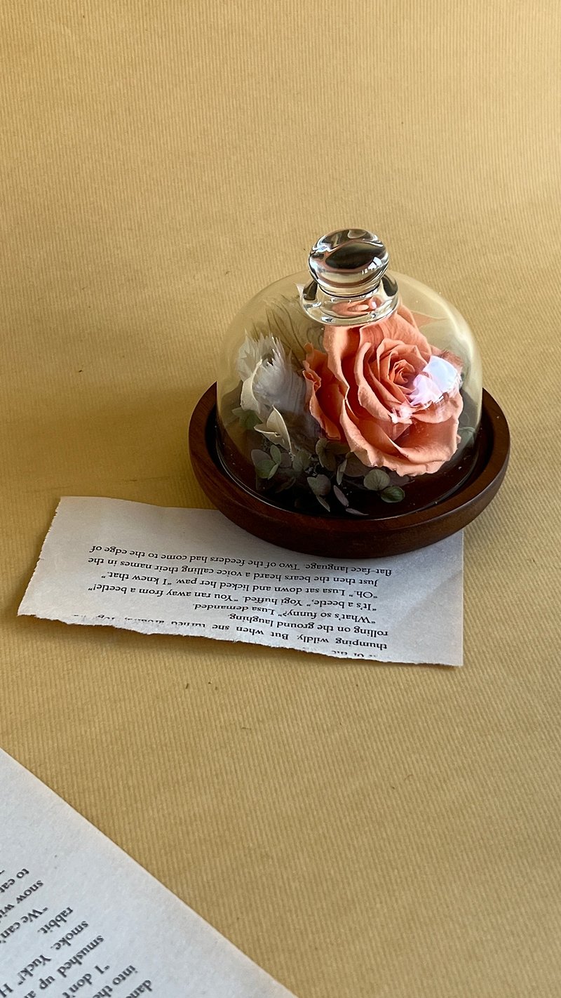 Japanese eternal rose acacia wood glass cup - ช่อดอกไม้แห้ง - พืช/ดอกไม้ หลากหลายสี