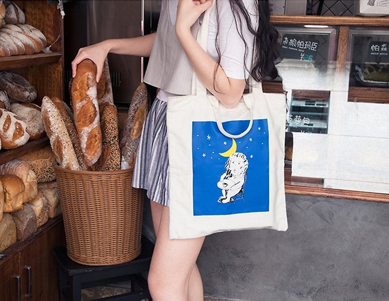 YIZISTORE canvas printing shopping bag handbag shoulder bag - Lions - Messenger Bags & Sling Bags - Other Materials White