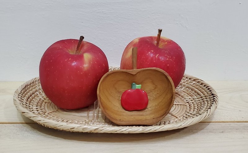小さなリンゴのセラミックピン - ブローチ - 陶器 レッド