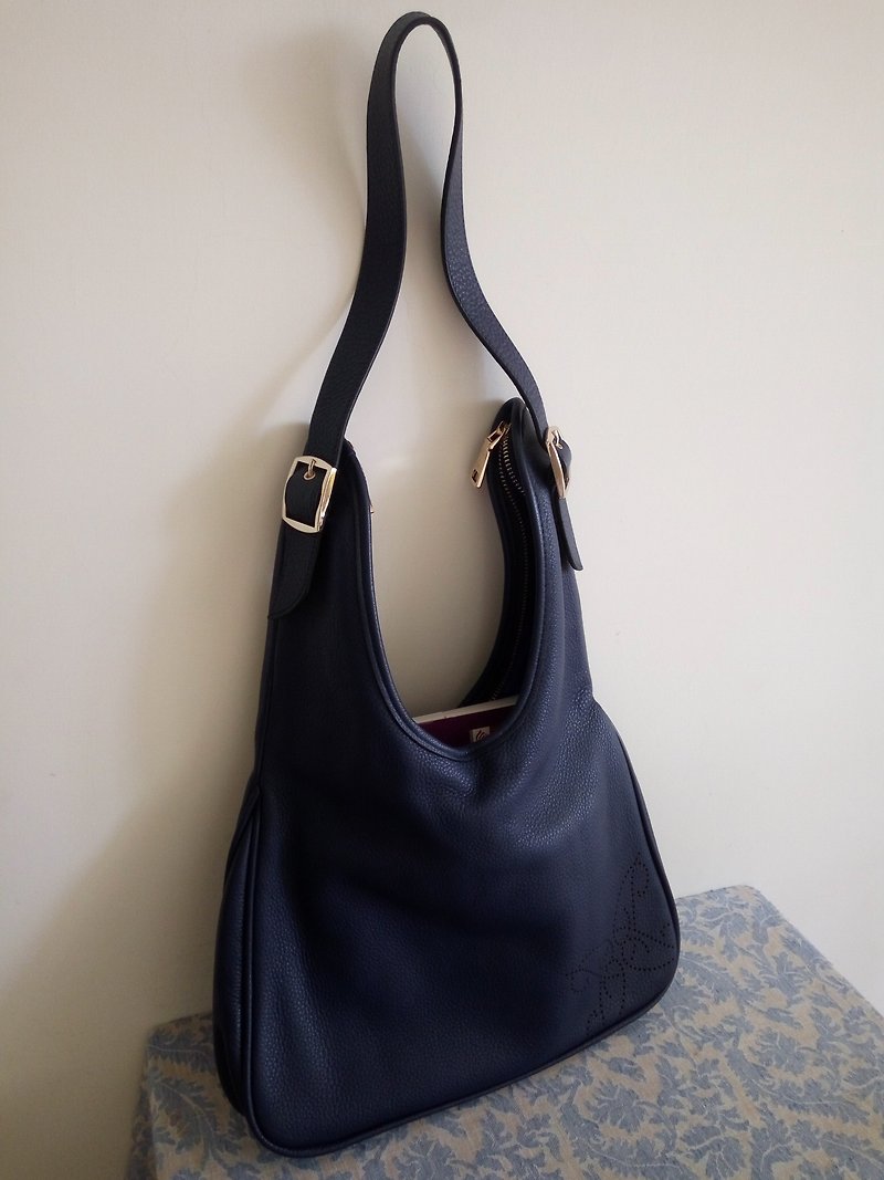 La Poche Secrete: a handsome girl's accompanying bag_handle shoulder leather bag_1997 - Messenger Bags & Sling Bags - Genuine Leather Blue