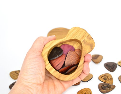 EngravedWoodBox Wooden guitar picks tray, guitar picks storage, tray for trinkets and jewelry