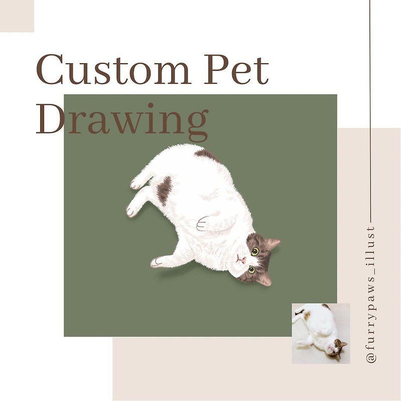 【Cat Illustration】Customised pet portrait | authentic hand-painted style - Customized Portraits - Other Materials 