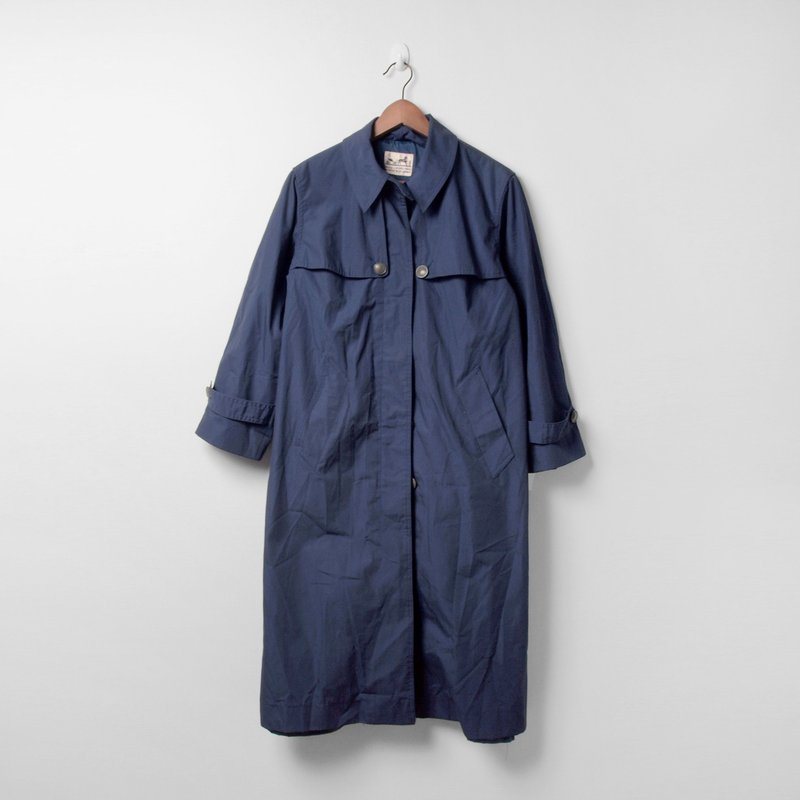 │moderato│經典藍古典風衣長大衣外套/復古女孩.倫敦男孩.文藝青年.個性男朋友 - 女西裝外套 - 其他材質 藍色