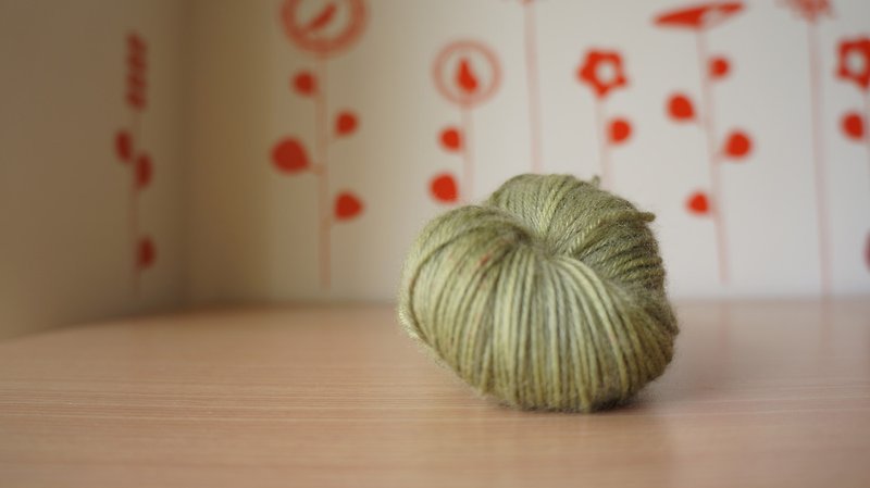 手染めライン。ライトオリーブグリーン（カシミア） - 編み物/刺繍/羊毛フェルト/裁縫 - ウール 