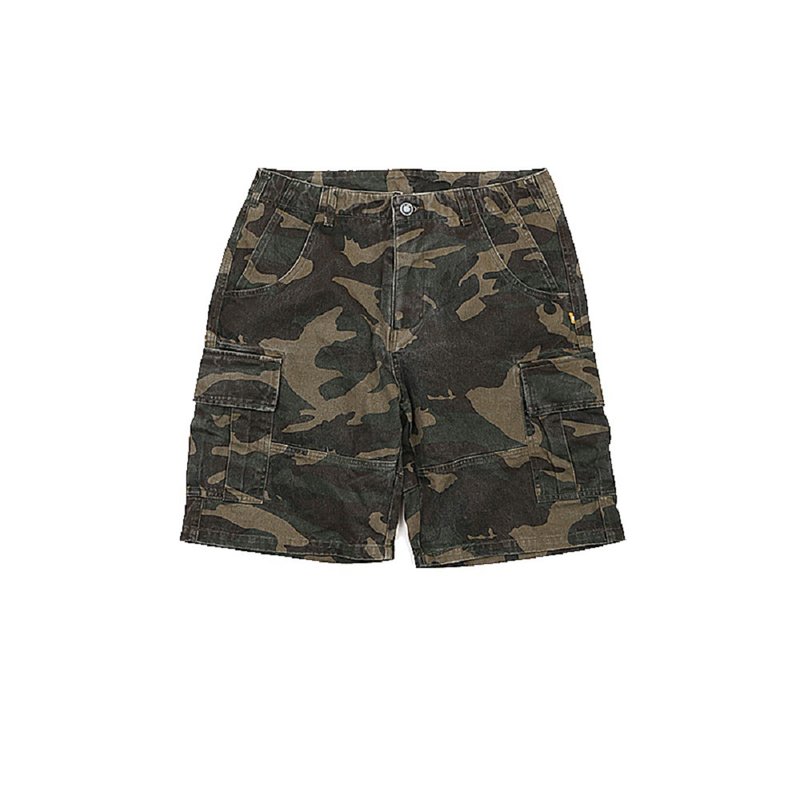 American Vintage Military Camouflage Pocket Shorts - กางเกงขาสั้น - เส้นใยสังเคราะห์ สีเขียว