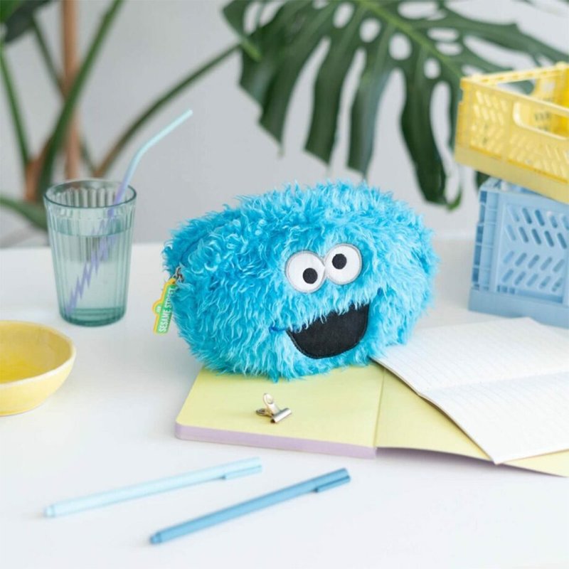 [Sesame Street] Cookie Monster plush multifunctional storage bag/Cookie monster - กระเป๋าเครื่องสำอาง - เส้นใยสังเคราะห์ สีน้ำเงิน