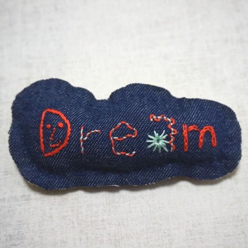 Hand embroidery broach "Dream" - Brooches - Thread Blue