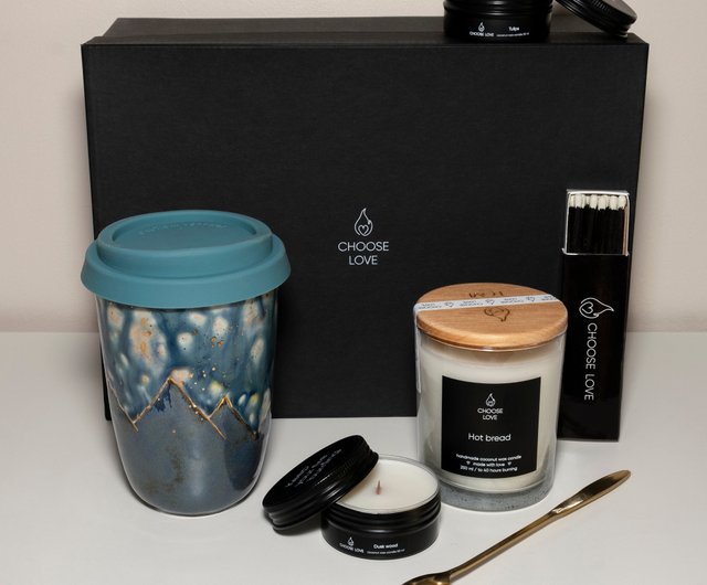 Ceramic travel mugs set, candle gift set, aroma gift set, Mug with lid  ceramic - Shop Soul in Ceramic Pottery & Ceramics - Pinkoi