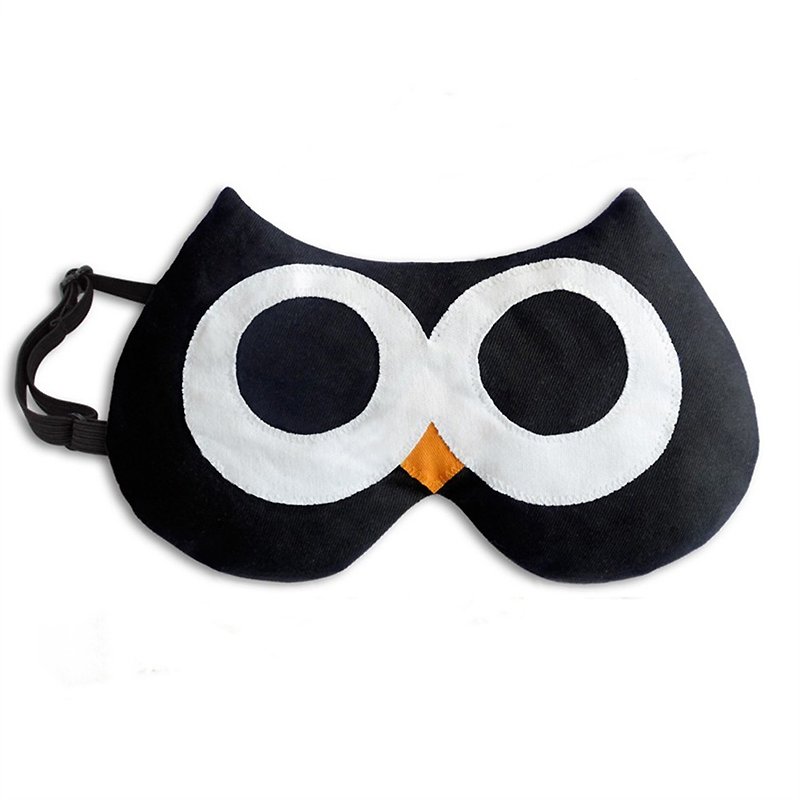 [Germany Leschi] Relieving fatigue hot/cold eye mask-owl shape (black) - Eye Masks - Cotton & Hemp Black
