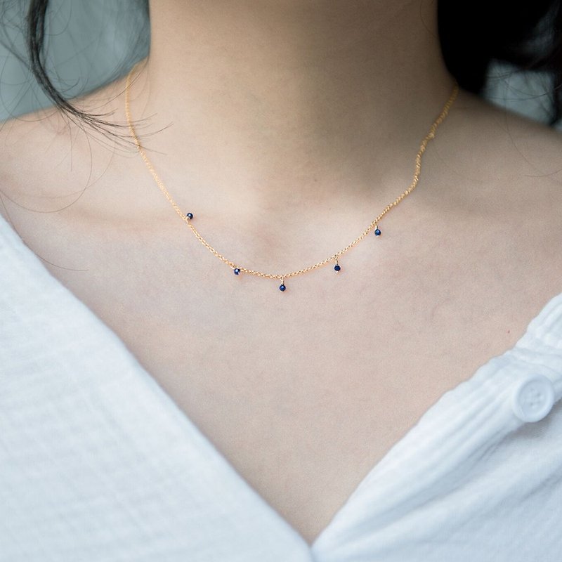Akira lapis lazuli 14kgf clavicle chain - Necklaces - Other Metals Blue
