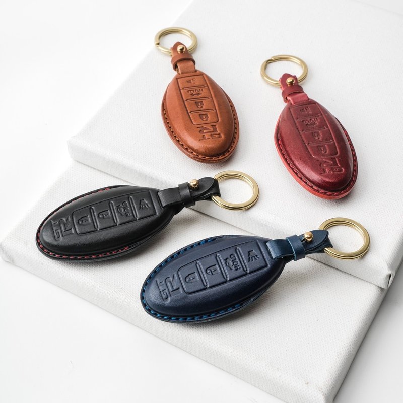 Yulon NISSAN GTR Tiida Sentra Kicks car key cover leather key cover - ที่ห้อยกุญแจ - หนังแท้ 