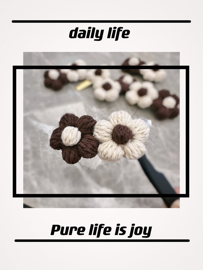 Puff flower hairpin/one-word clip - เครื่องประดับผม - ผ้าฝ้าย/ผ้าลินิน หลากหลายสี