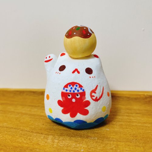 十三小時雜貨店 擴香石 | 緣起物系列 | 手繪章魚燒達摩招財貓