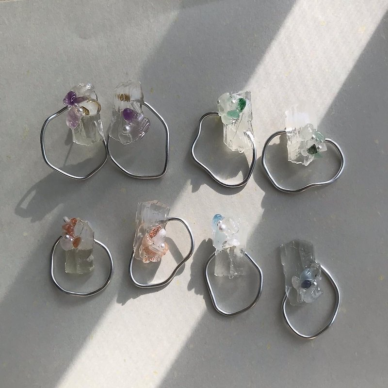 Mineral resin earrings - Earrings & Clip-ons - Resin White