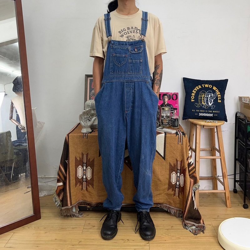 LONDONLONDON denim denim suspenders vintage overalls second-hand - Men's Pants - Cotton & Hemp Blue