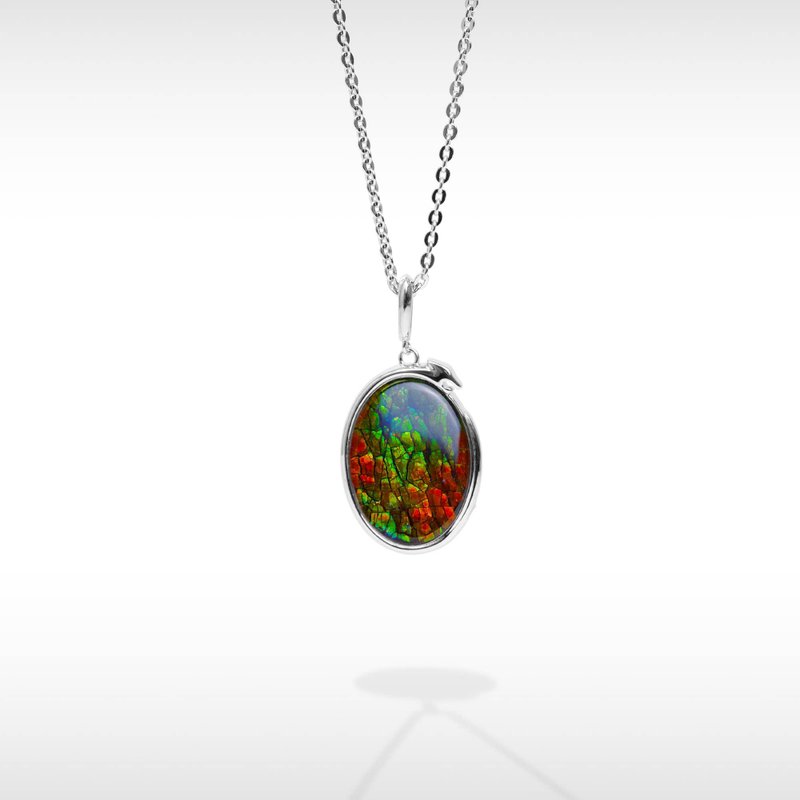 Imperial Dragonhead Ammolite Pendant in sterling silver - Necklaces - Gemstone 