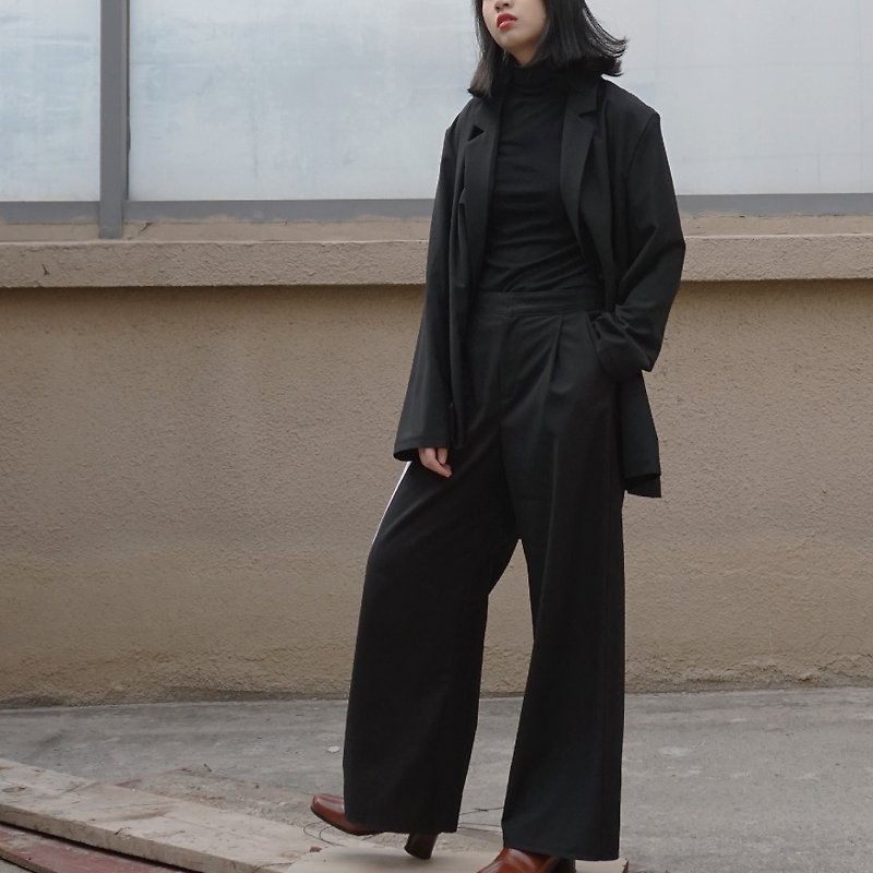 P.YELLOW | Autumn and winter black and white contrast color minimalist irregular casual suit - เสื้อแจ็คเก็ต - วัสดุอื่นๆ สีดำ