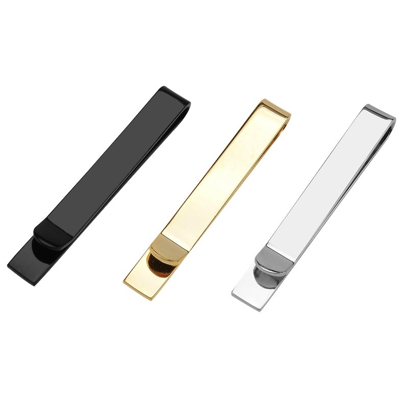 45mm 3 PCS Silver Black and Gold Blank Tie Clips Set - Ties & Tie Clips - Other Metals Multicolor