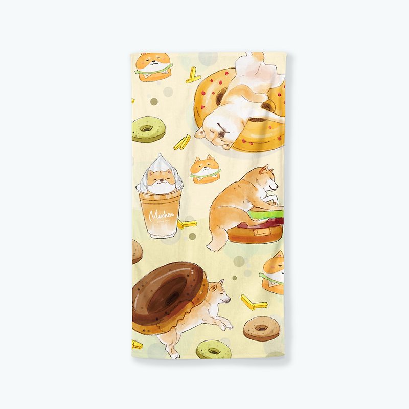 【甜甜圈小柴】浴巾小毯 - 毛巾浴巾 - 碳纖維 黃色