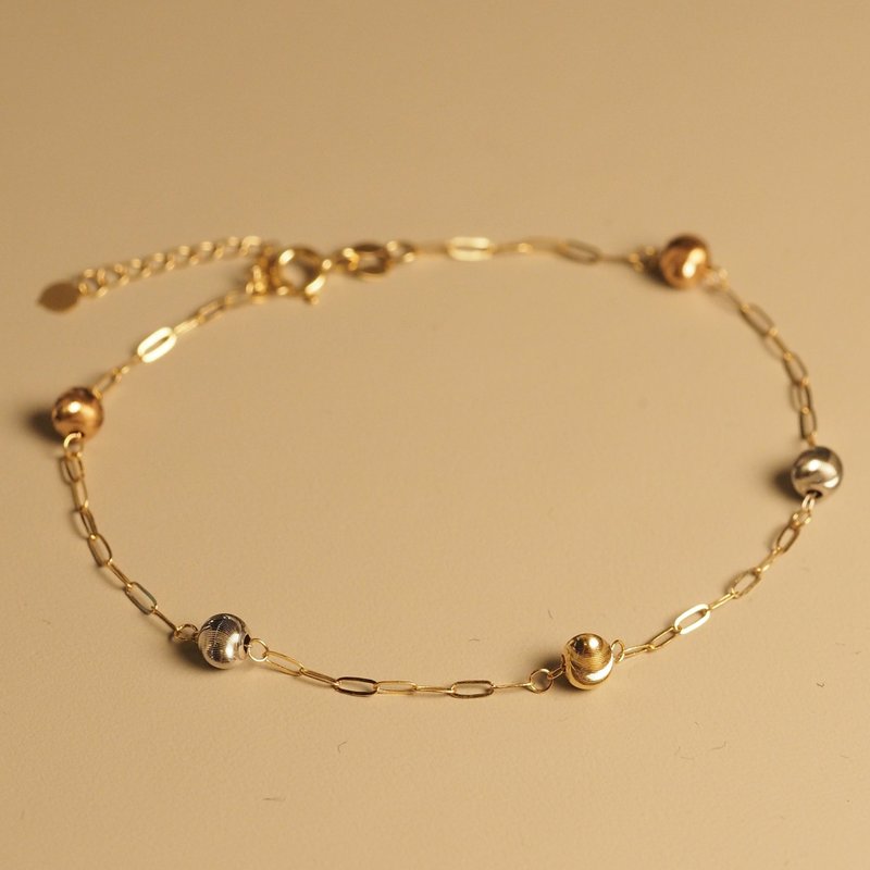 18K金三色金屬球手鏈 18K Gold The Tri-Colored Metallic Ball B - 手鍊/手環 - 貴金屬 
