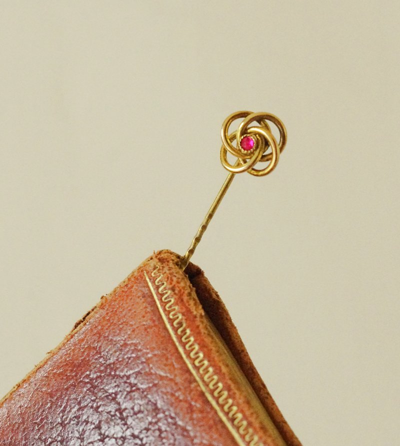 骨董法國包金編織立體萊茵石別針胸針領帶針 B2066 - 胸針 - 其他金屬 金色