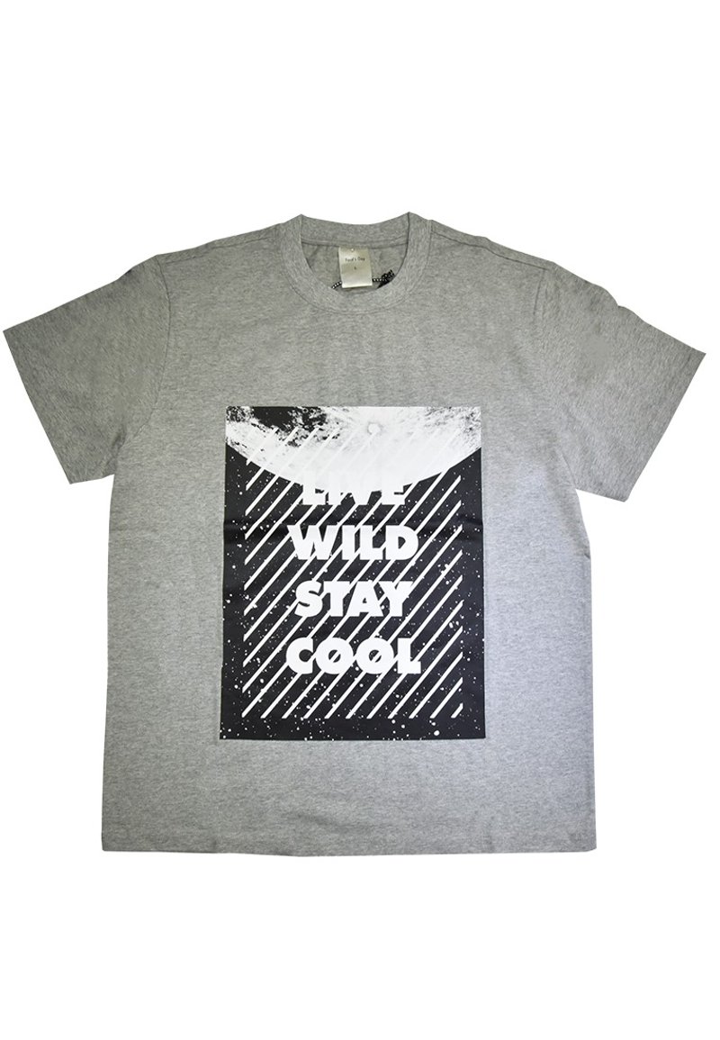 美國Fools Day Moon Box Grey Tee - 帽T/大學T - 棉．麻 灰色