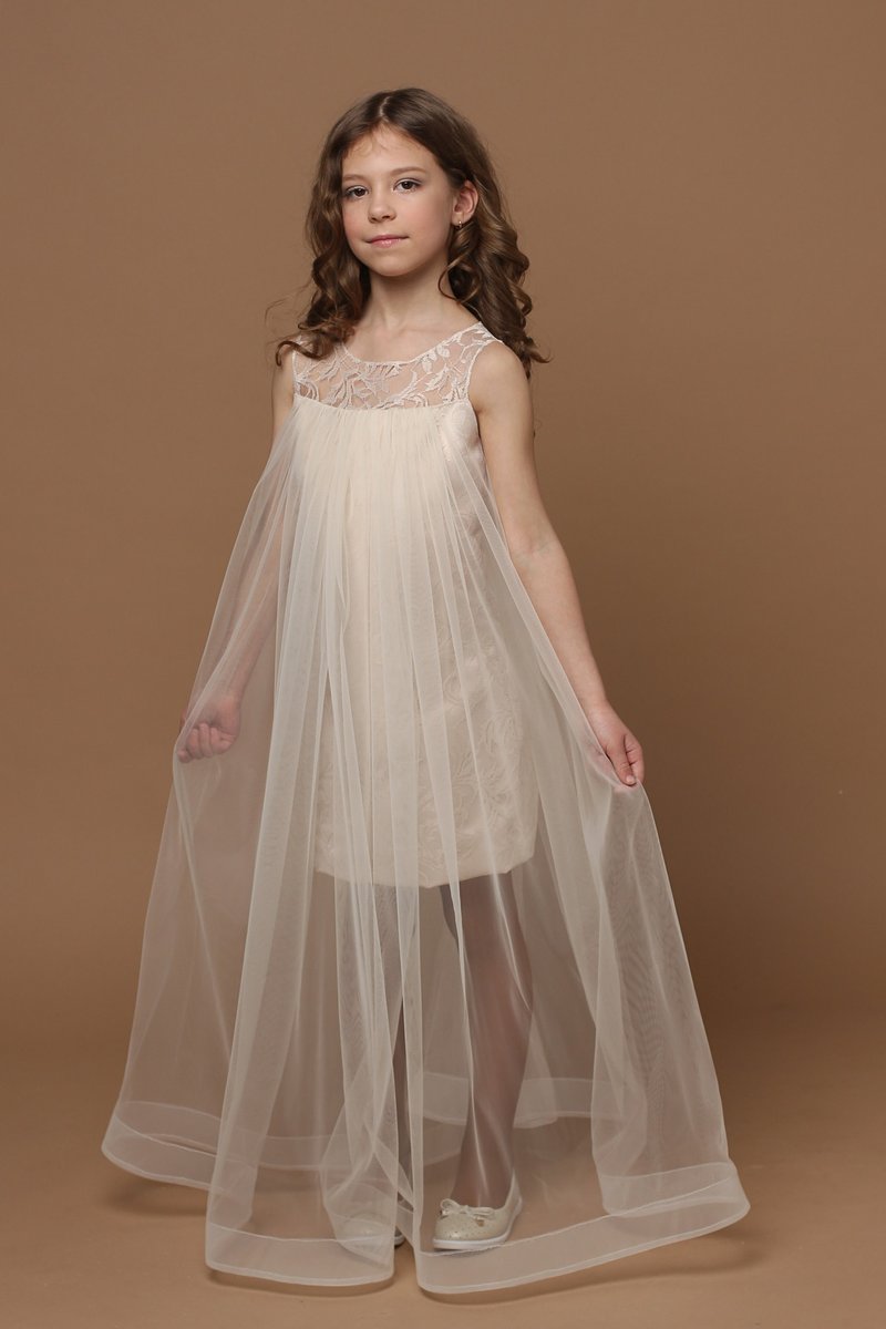 Elegant long flower girl dress for wedding, birthday, concerts - ชุดเด็ก - วัสดุอื่นๆ หลากหลายสี