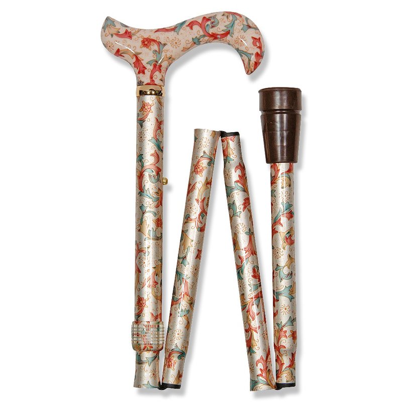 Foldable storage + height adjustment. Fashion Folding Cane <Cream Floral Fragrance-Thick Style> - Other - Other Metals 