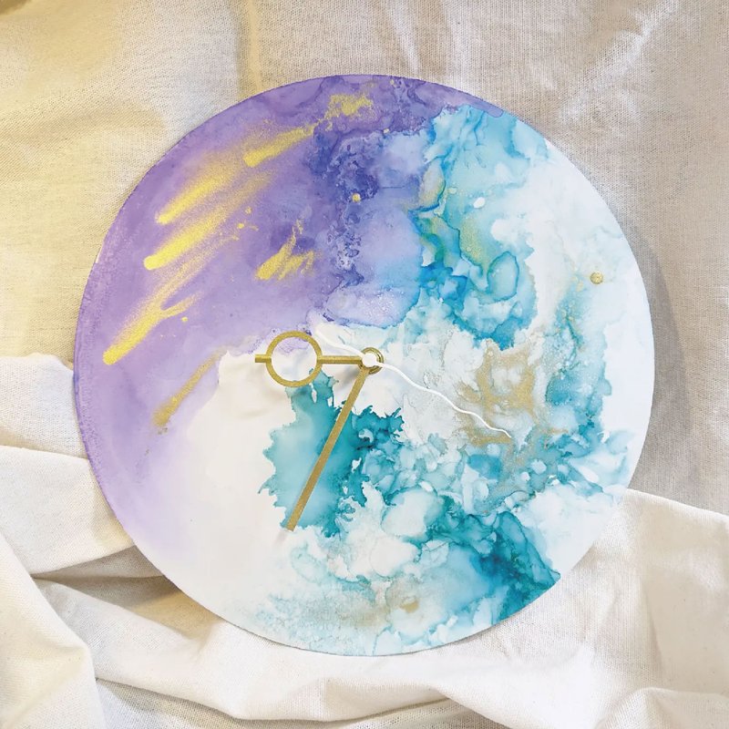 Meteor Senhai: Silent Clock/Alcohol Ink - Clocks - Other Materials Purple