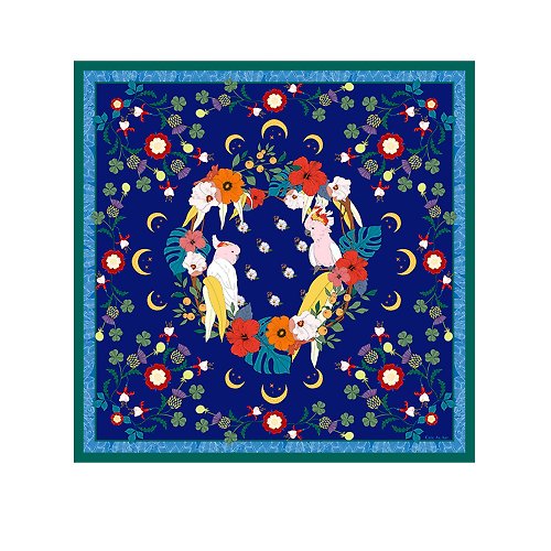 CHIC AS ART 108cm超大真絲方巾|披肩|文藝|桑蠶絲圍巾|原創設計|月亮與六便士