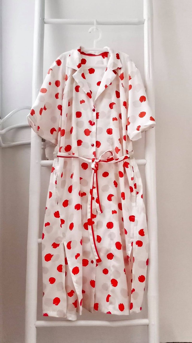 Summer floral silk cotton national collar long shirt dress - One Piece Dresses - Polyester 