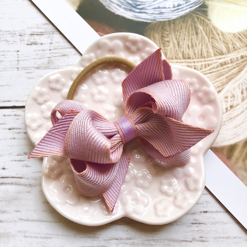 Macaron twisted bow hair tress/pink purple - Hair Accessories - Other Materials Purple